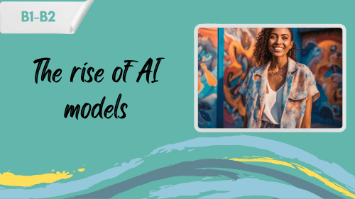 an AI model and a slogan "the rise of AI models"