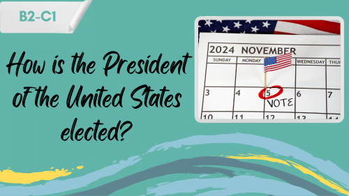 a calendar with the date 5th novemeber election day circled, and a slogan "how is the president od the united states elected?"