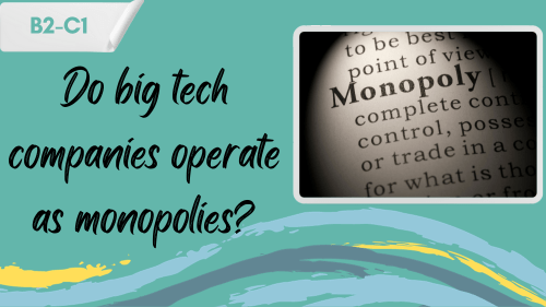 dictionary definition of the word monopoly and a slogan - do big tech companies operate as monopolies