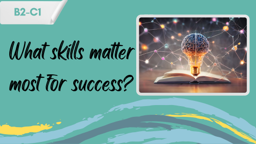 book smarts vs street smarts a book with a light bulb on top, and a slogan "what skills matter most for success?"