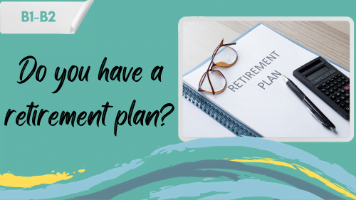 a binder called retirement plan with glasses, pen and a calculator and a slogan - do you have a retirment plan?