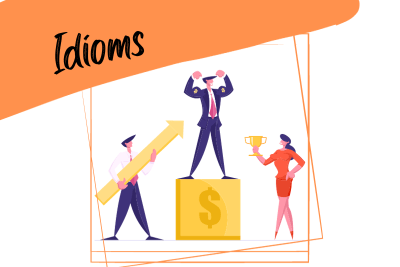business competition illustration and the word "idioms"