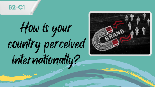 a magnet named brand attracting people and a slogan "how is your country perceived internationally?"