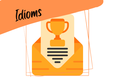 Idioms: nominations and awards an envelope with an awards and a slogan "idioms"