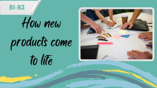 people on a table working on a project and a slogan "how new products come to life"