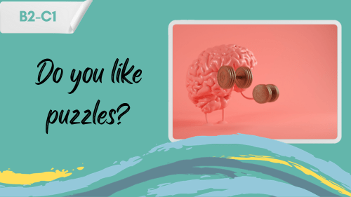 a brain training or doing a workout with two dumbbells and a slogan - do you like puzzles