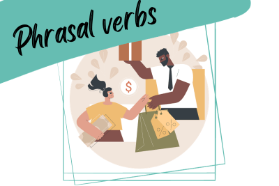 personalized selling illustration and a slogan "Phrasal verbs"