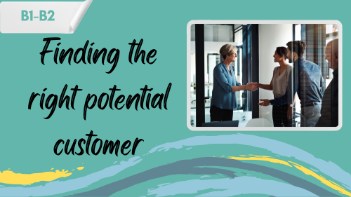 people shaking hands and a slogan "finding the right potential customer"