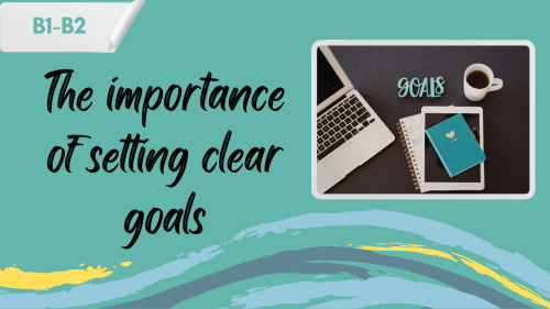 setting employee goals a photo of a laptop and a notepad saying "the importance of setting clear goals"