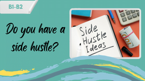 a notepad saying side hustle ideas next to 100 dollar bills and a calculator and a slogan - do you have a side hustle?