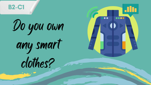 a smart jacket with integrated technology and a slogan - do you own any smart clothes?