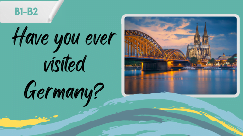 a photo of cologne cathedral and a slogan "have you ever visited germany?2