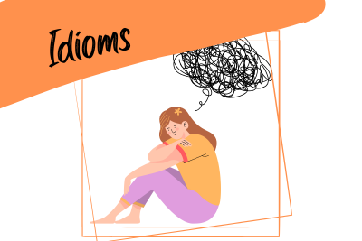 idioms: worrying and overthingking a person overthinking, and a slogan "idioms"
